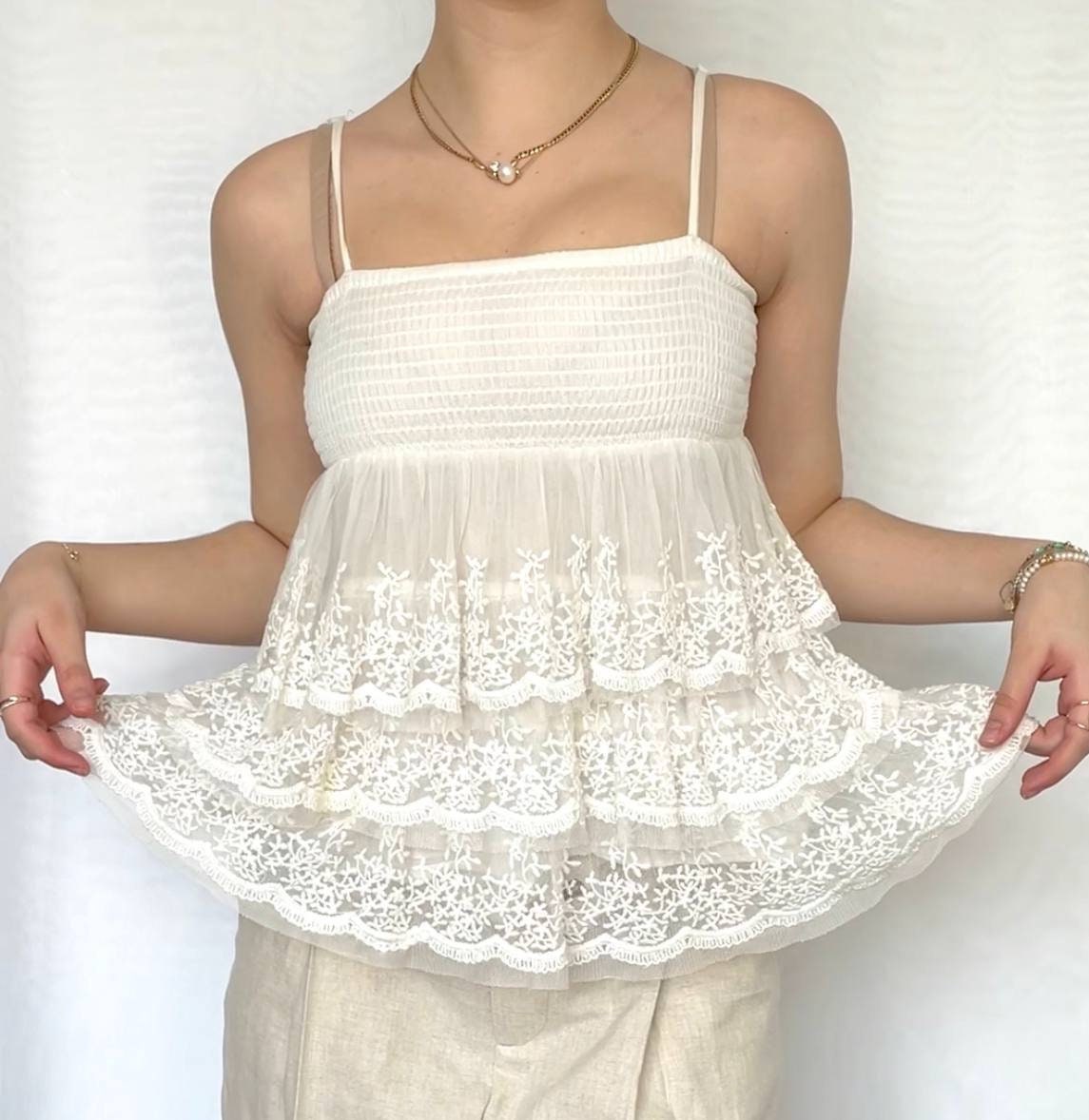 Zara top cami baby tee ruffled kids top mesh summer fairy vintage y2k coquette mermaid