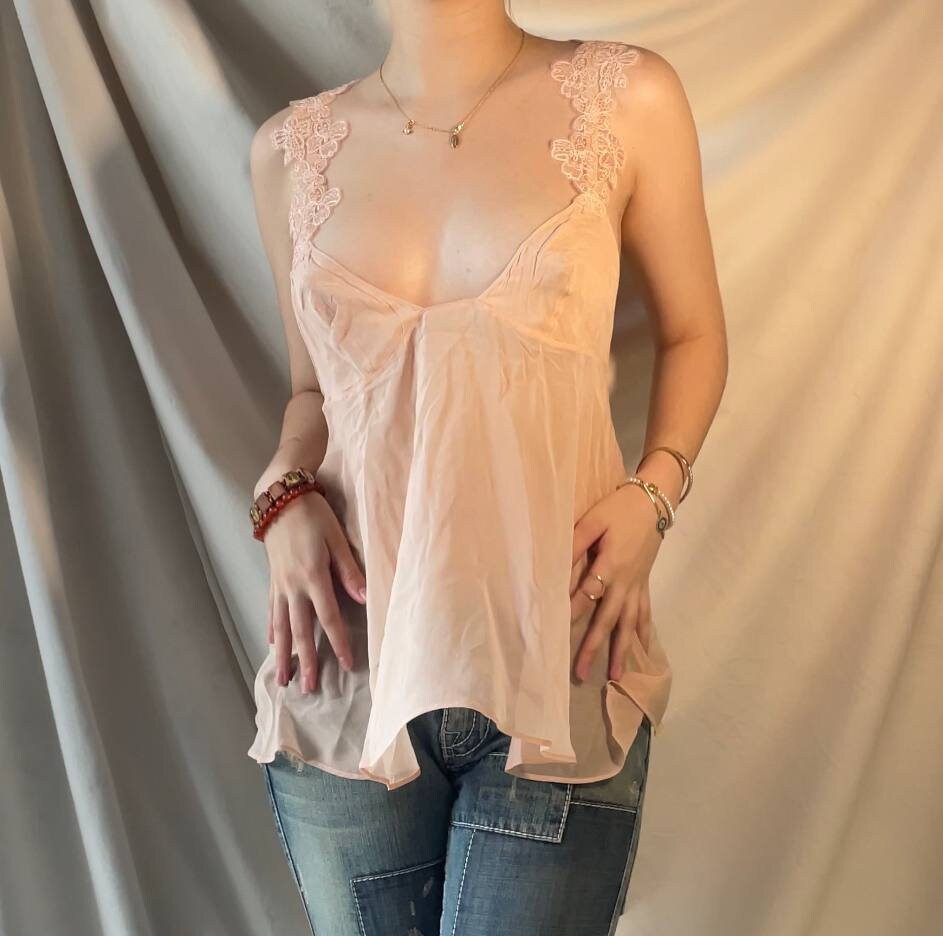 La Perla top cami silk with floral straps mesh summer fairy vintage y2k coquette mermaid