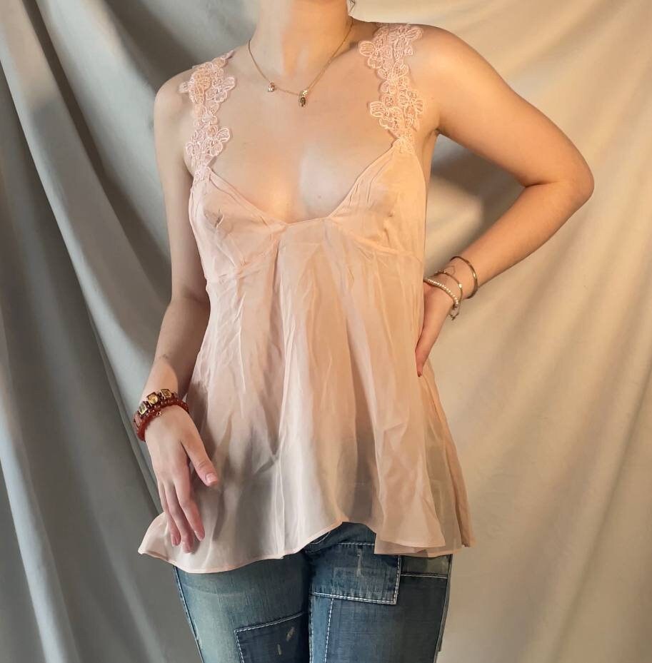 La Perla top cami silk with floral straps mesh summer fairy vintage y2k coquette mermaid