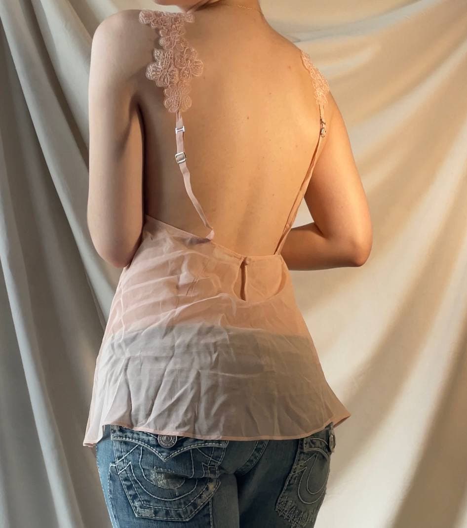 La Perla top cami silk with floral straps mesh summer fairy vintage y2k coquette mermaid