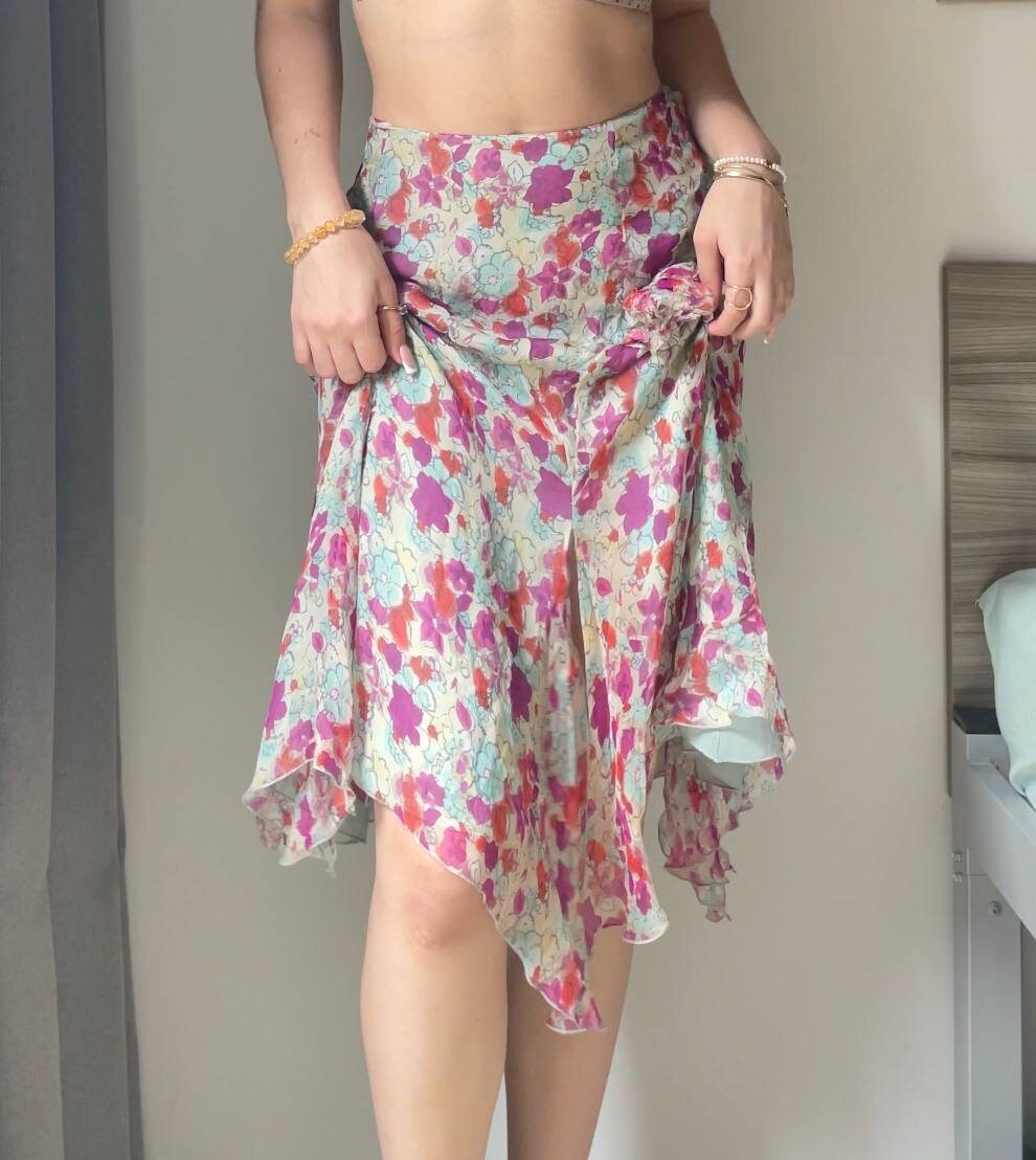 Blumarine skirt silk floral print mesh summer fairy vintage y2k coquette mermaid