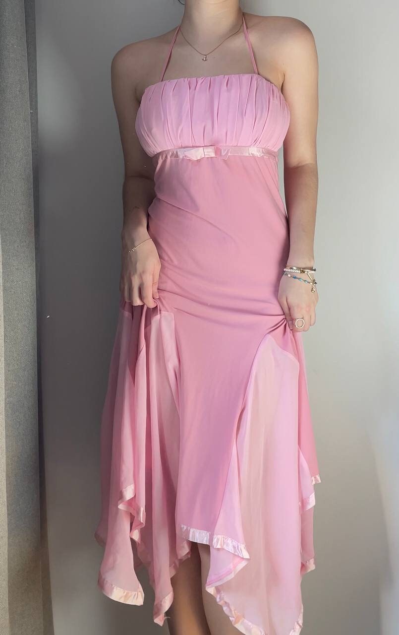 Prom dress baby pink fishtail mesh summer fairy vintage y2k coquette mermaid