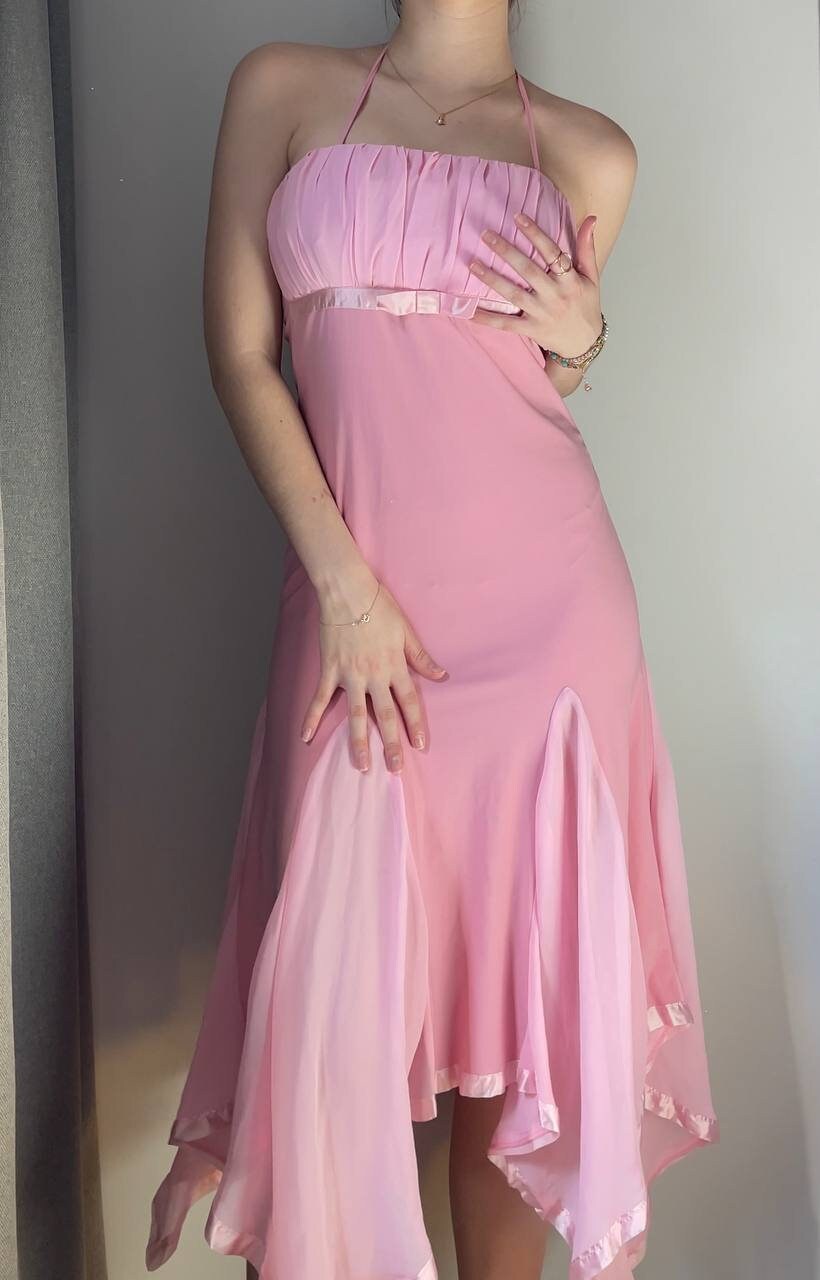 Prom dress baby pink fishtail mesh summer fairy vintage y2k coquette mermaid