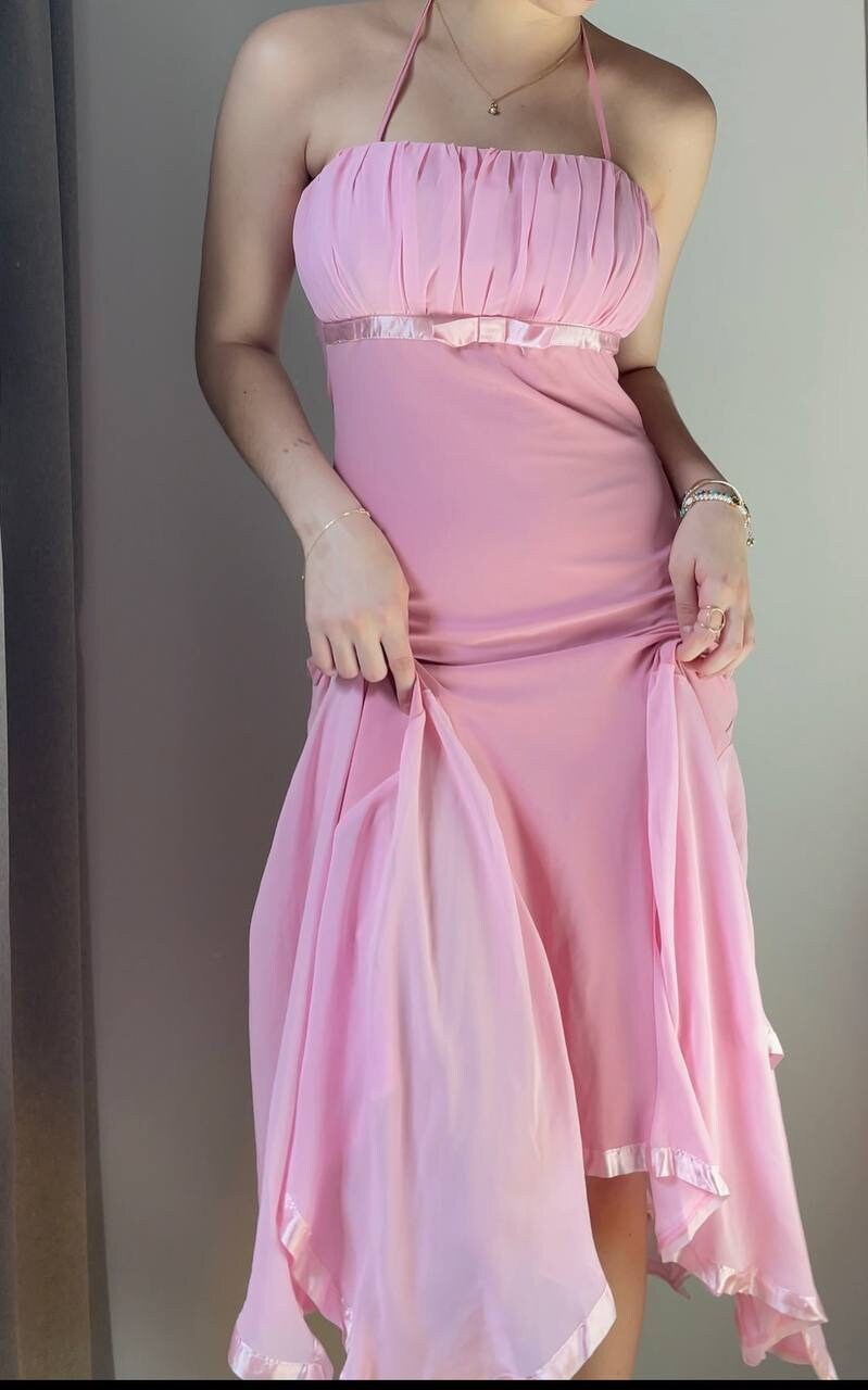 Prom dress baby pink fishtail mesh summer fairy vintage y2k coquette mermaid