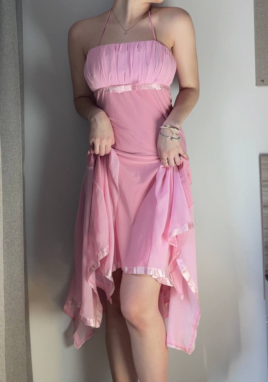 Prom dress baby pink fishtail mesh summer fairy vintage y2k coquette mermaid