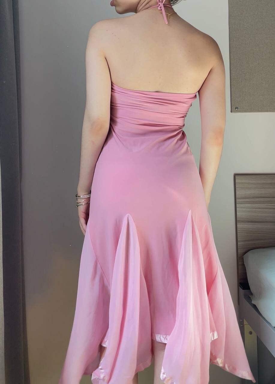 Prom dress baby pink fishtail mesh summer fairy vintage y2k coquette mermaid