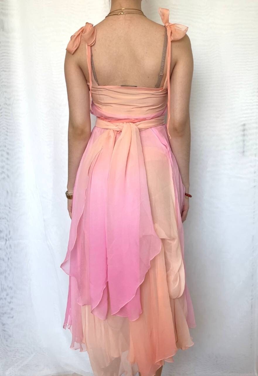 Italian designer dress fairy prom silk mesh summer embellished vintage y2k coquette old money