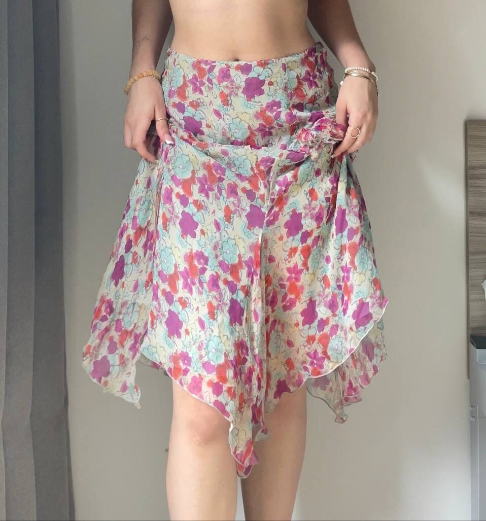 Blumarine skirt silk floral print mesh summer fairy vintage y2k coquette mermaid