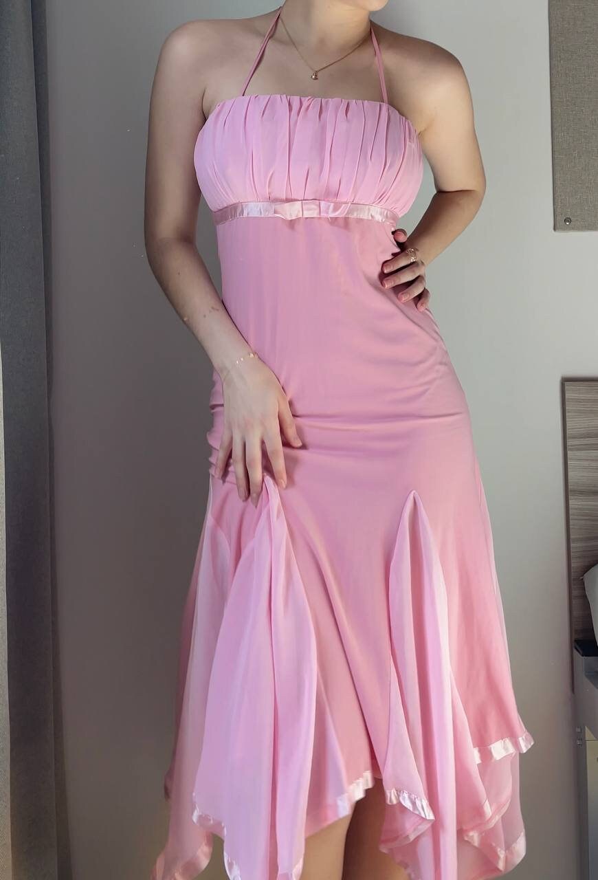 Prom dress baby pink fishtail mesh summer fairy vintage y2k coquette mermaid