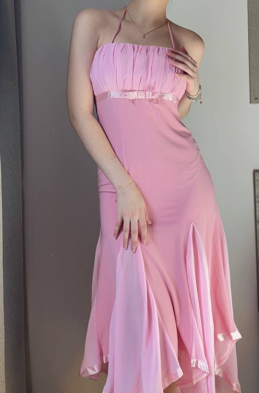 Prom dress baby pink fishtail mesh summer fairy vintage y2k coquette mermaid