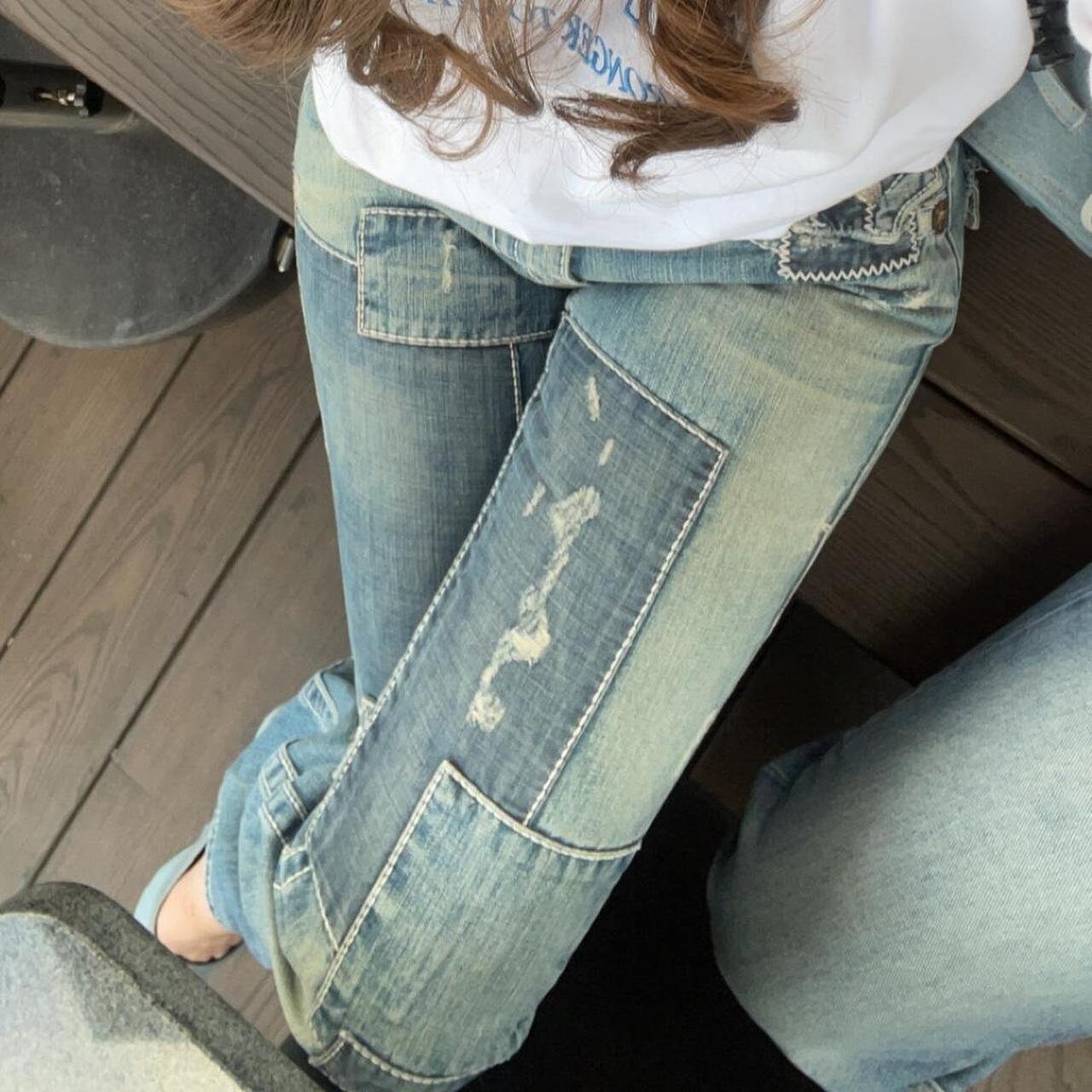 True Religion jeans trousers bottoms patchwork mesh summer fairy vintage y2k coquette mermaid