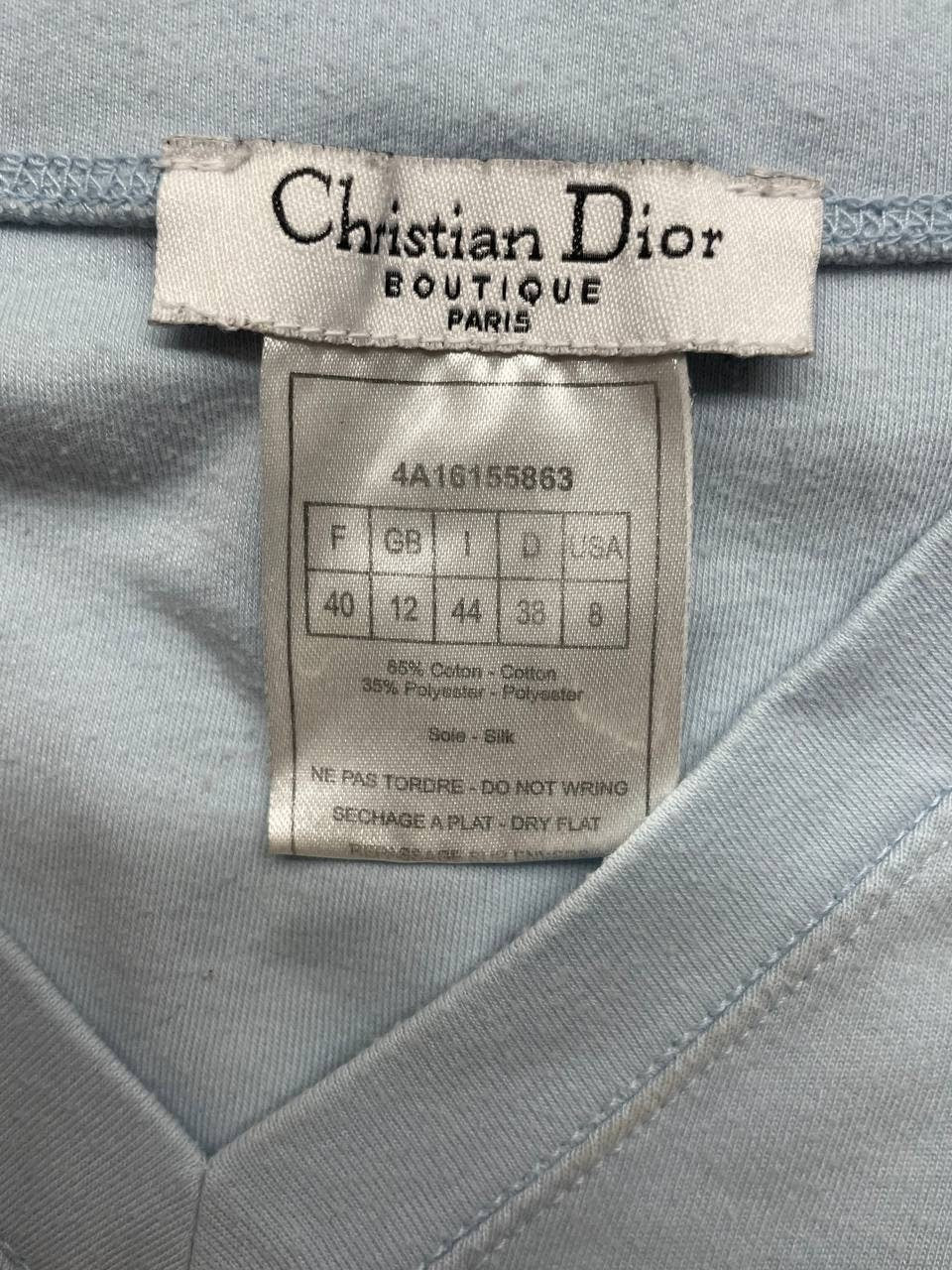 Christian Dior Women's Blue and White T-shirt