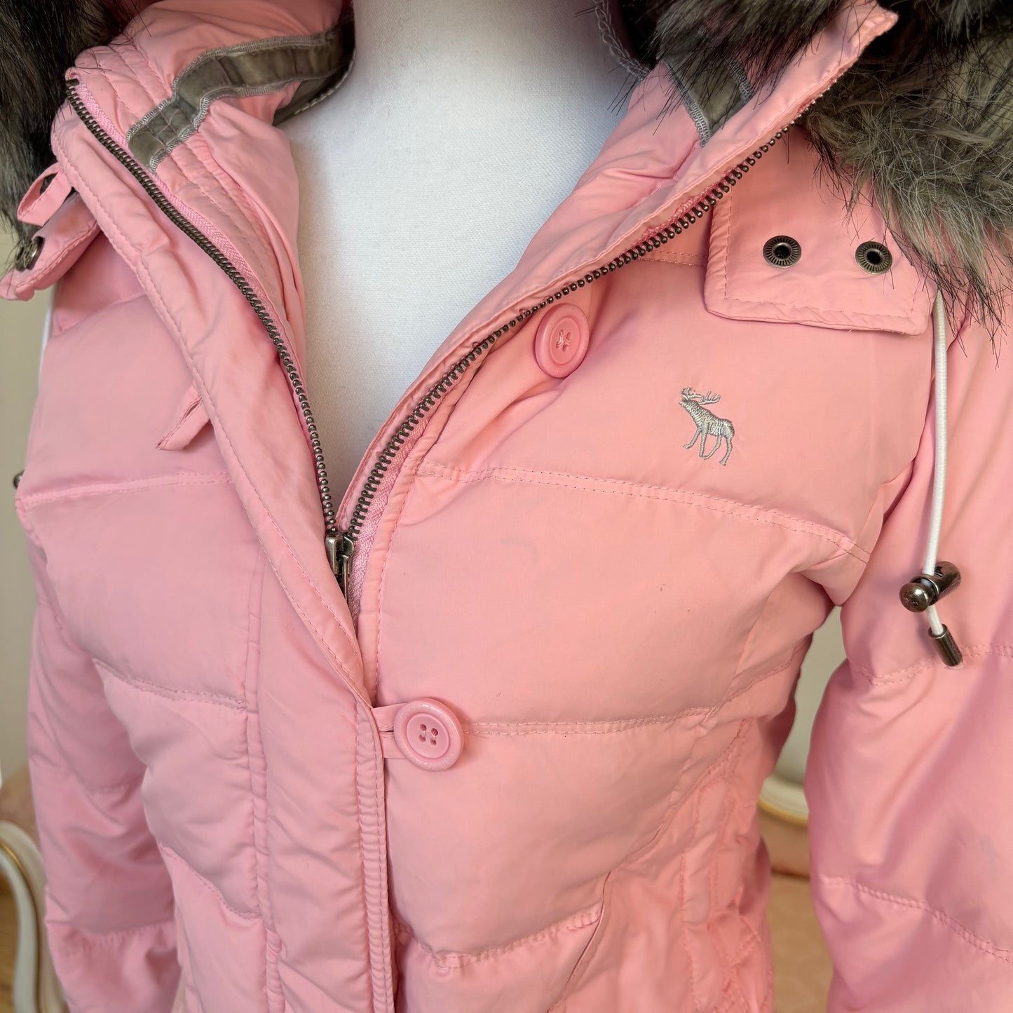 Abercrombie and Fitch puffer coat zip-jacket bomber with fur hood