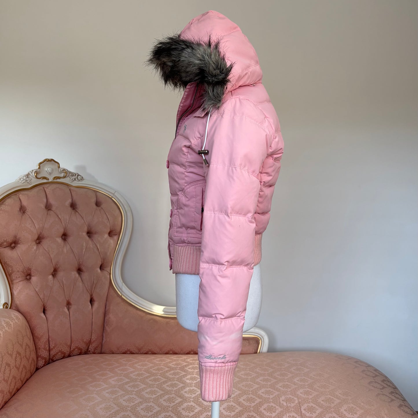 Abercrombie and Fitch puffer coat zip-jacket bomber with fur hood