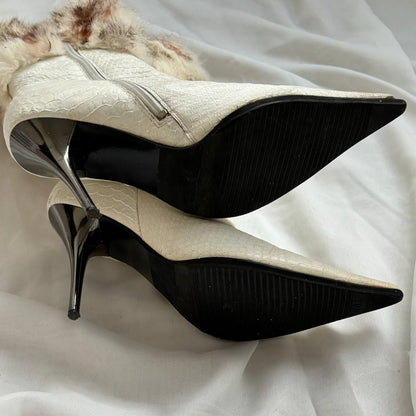 Italian vintage pointed heels with leopard fur