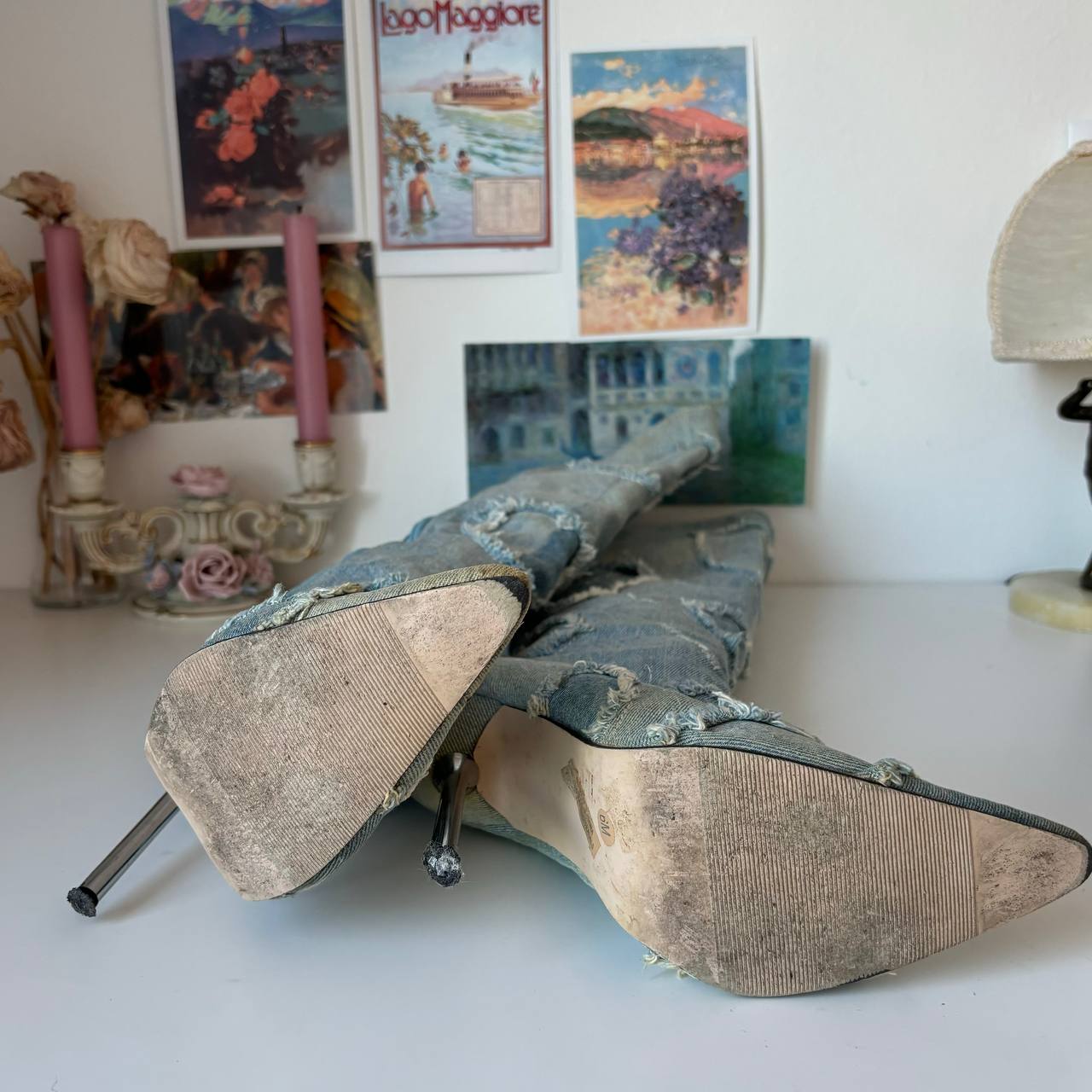 Jeans boots vintage pointed heels