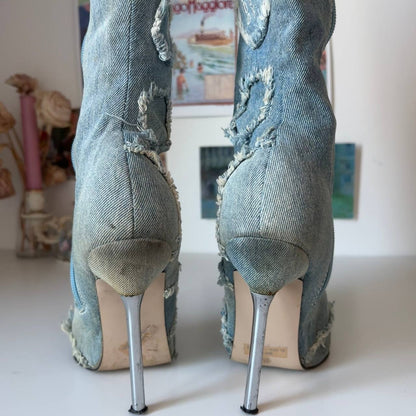 Jeans boots vintage pointed heels