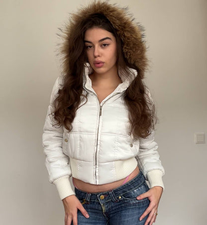 Miss Fang coat zip-jacket bomber with fur hood