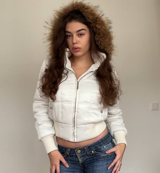 Miss Fang coat zip-jacket bomber with fur hood