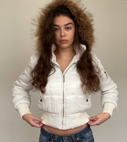 Miss Fang coat zip-jacket bomber with fur hood