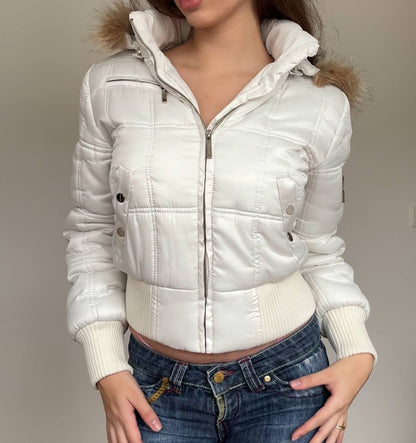 Miss Fang coat zip-jacket bomber with fur hood