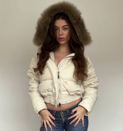 Walker coat zip-jacket bomber with fur hood