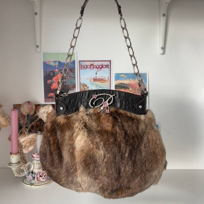 Blumarine bag vintage brown fur