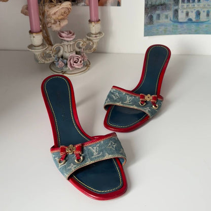 Louis Vuitton mules shoes heels jeans