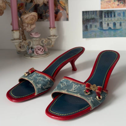 Louis Vuitton mules shoes heels jeans