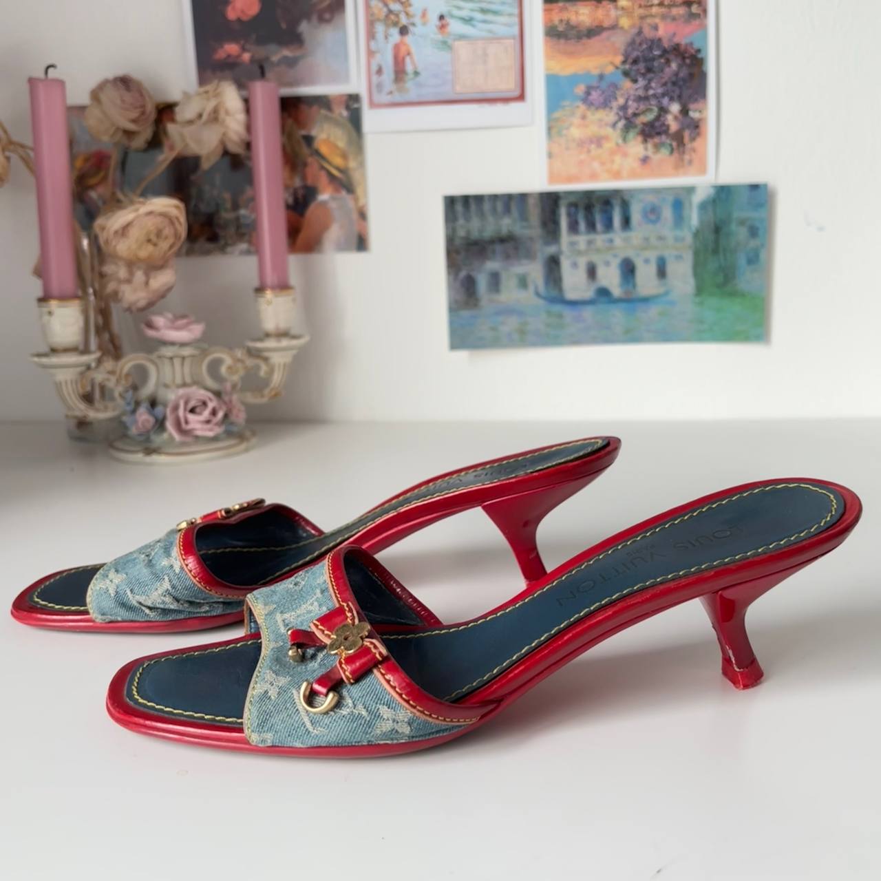 Louis Vuitton mules shoes heels jeans