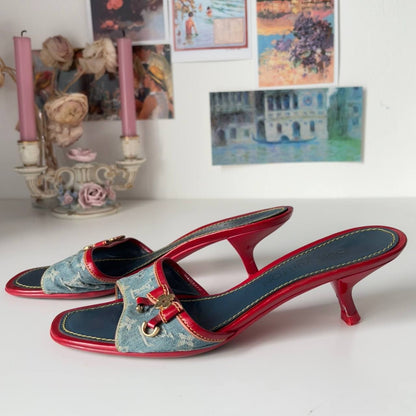 Louis Vuitton mules shoes heels jeans