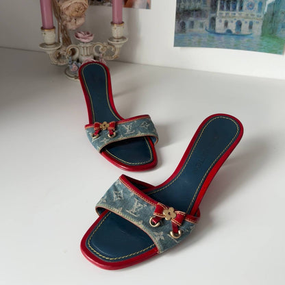 Louis Vuitton mules shoes heels jeans