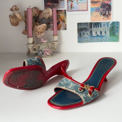 Louis Vuitton mules shoes heels jeans