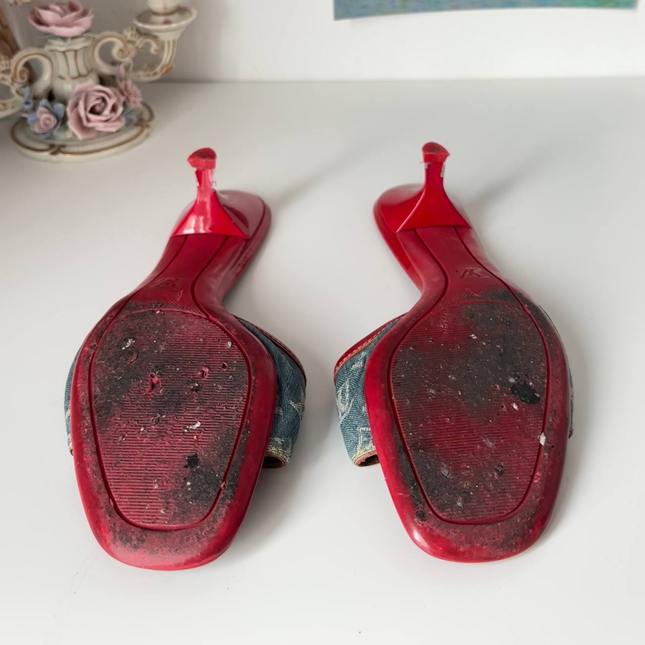Louis Vuitton mules shoes heels jeans
