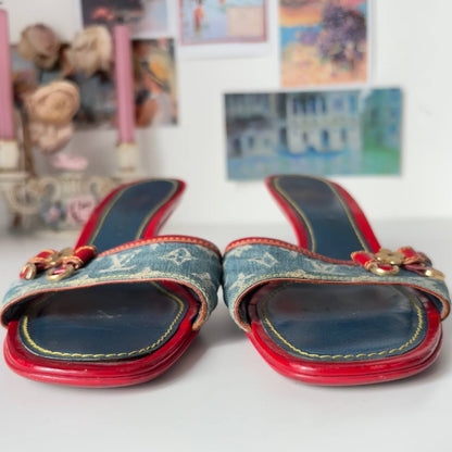 Louis Vuitton mules shoes heels jeans