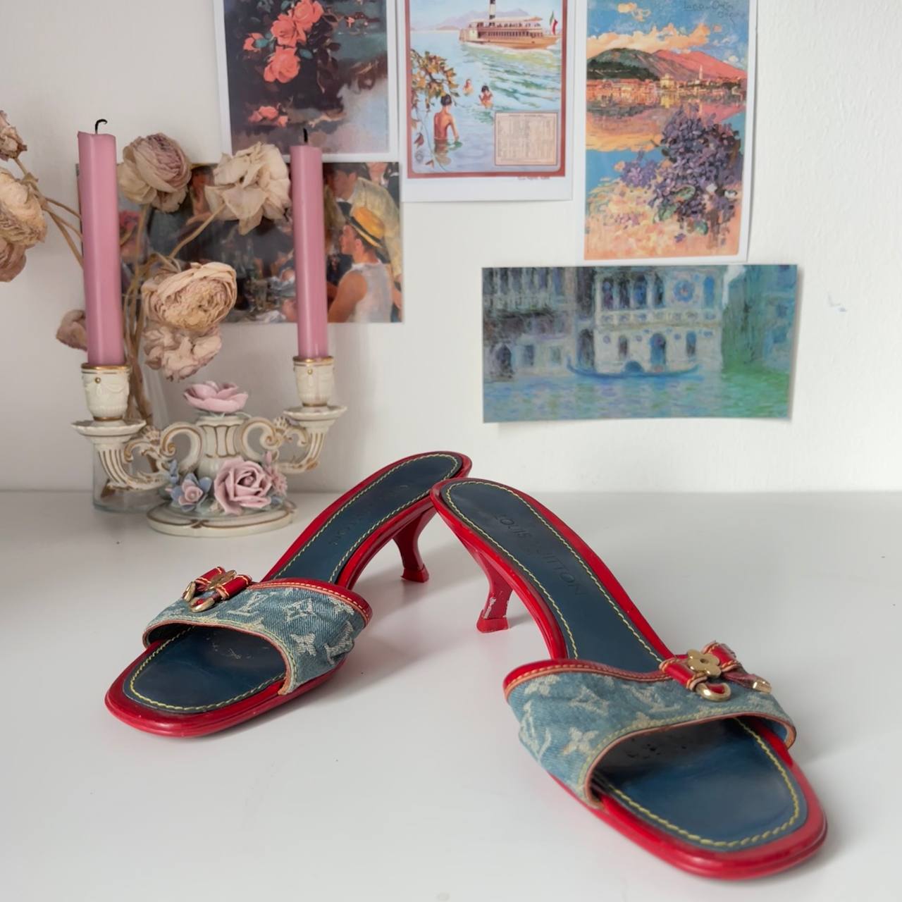 Louis Vuitton mules shoes heels jeans