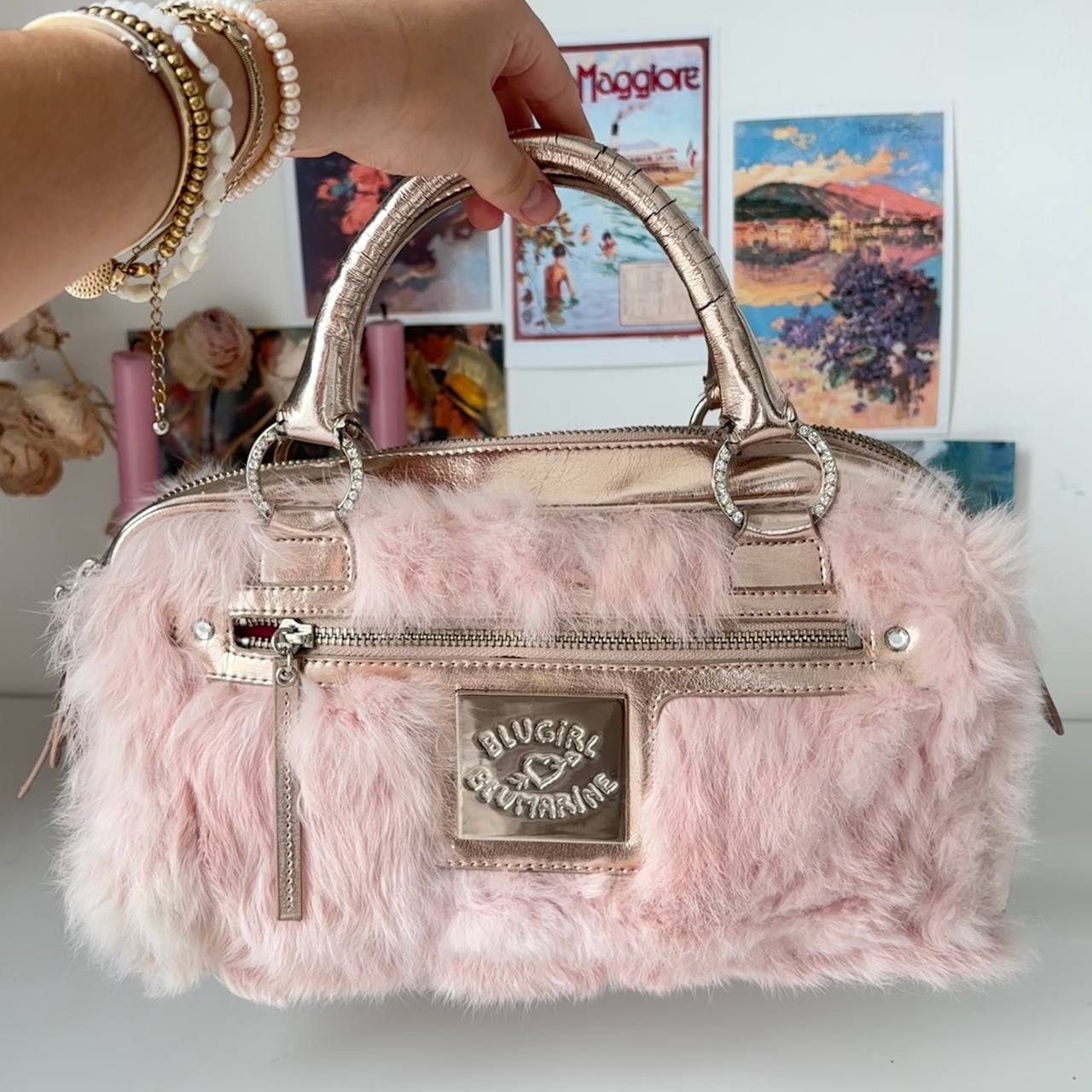 Blumarine bag pink fur handbag