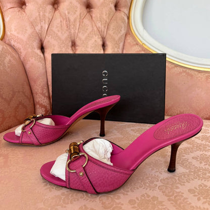 Gucci sandals bamboo heels