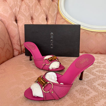 Gucci sandals bamboo heels