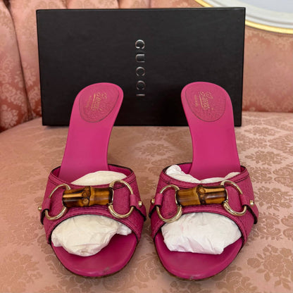 Gucci sandals bamboo heels