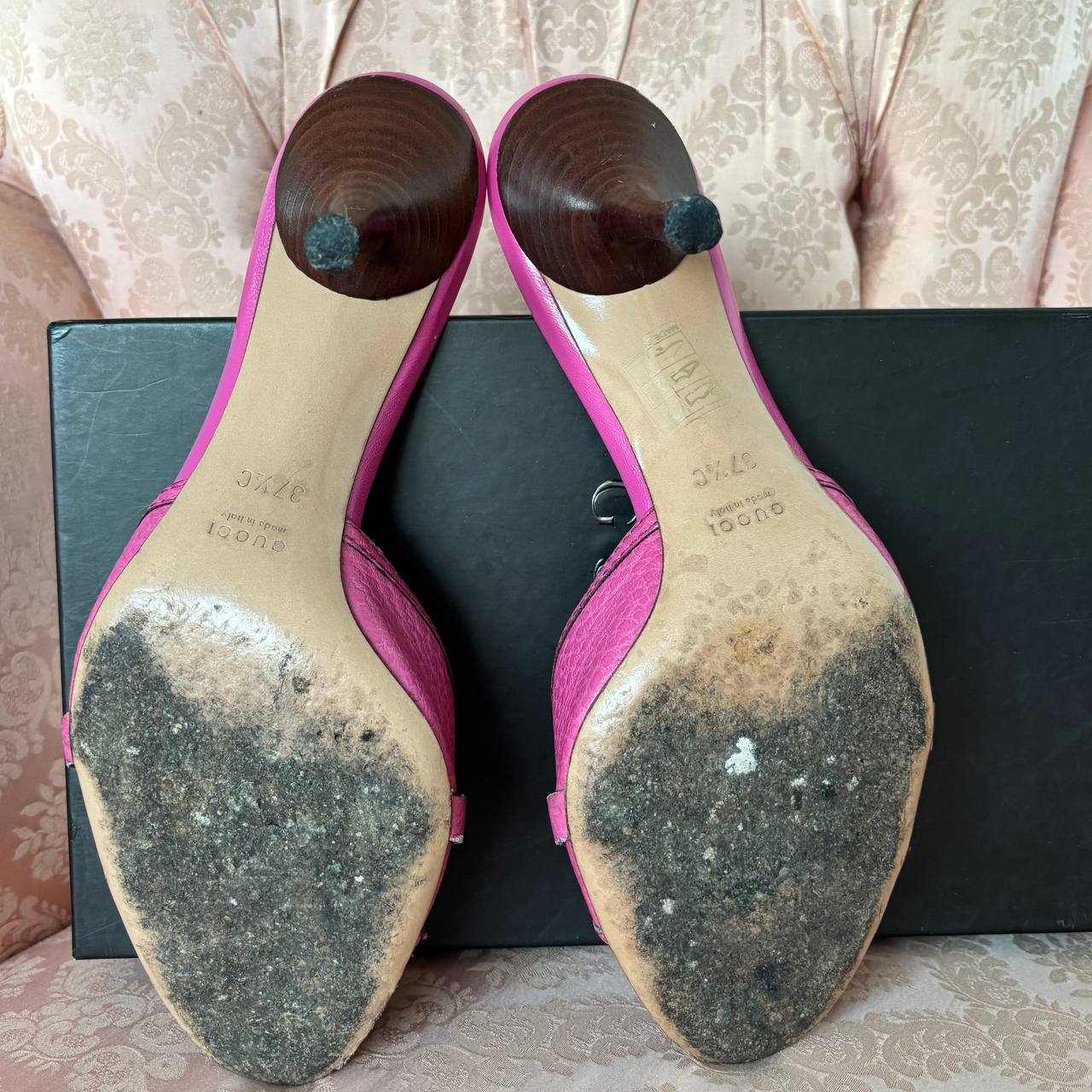 Gucci sandals bamboo heels