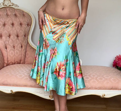 Kenzo skirt midi satin floral