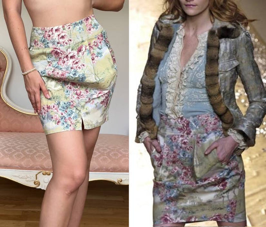Blumarine skirt mini tailored floral SS2005