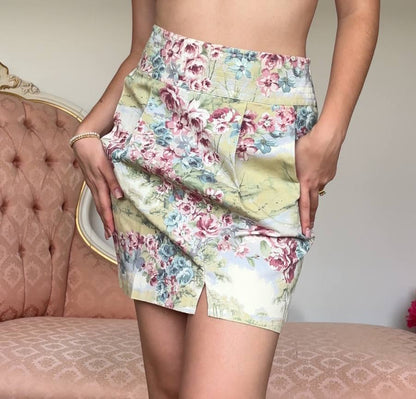 Blumarine skirt mini tailored floral SS2005