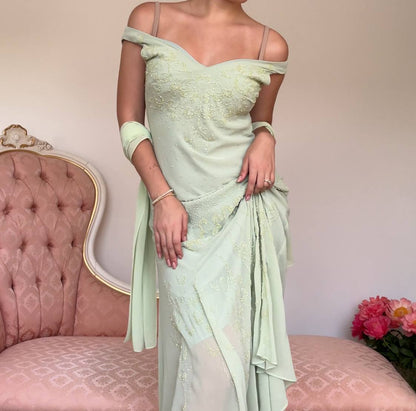 French mint dress embellished