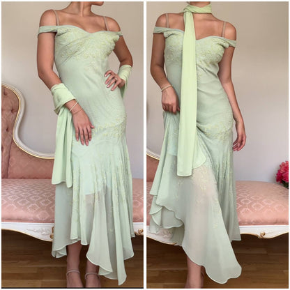 French mint dress embellished