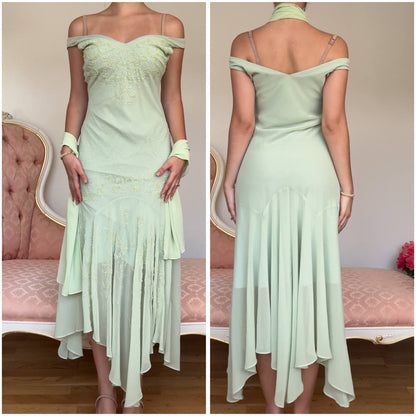 French mint dress embellished