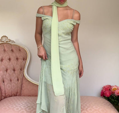 French mint dress embellished