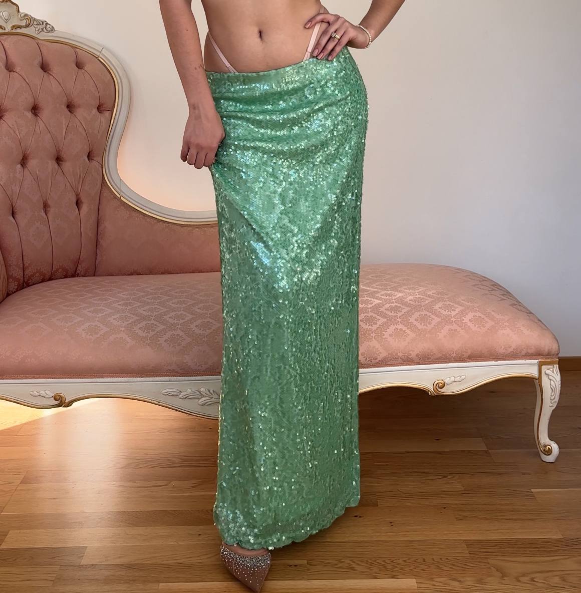 Vintage skirt maxi debazzled