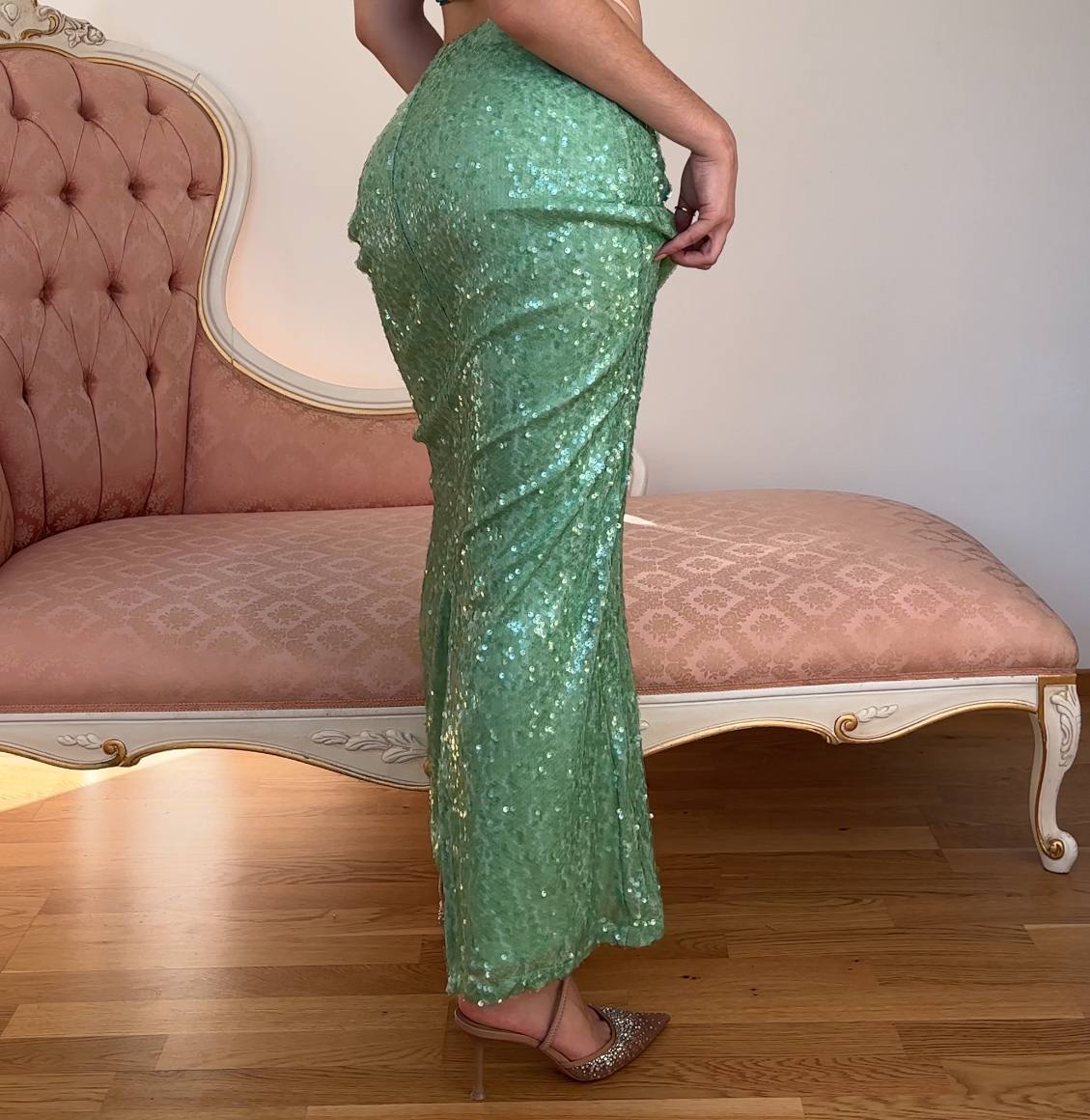 Vintage skirt maxi debazzled